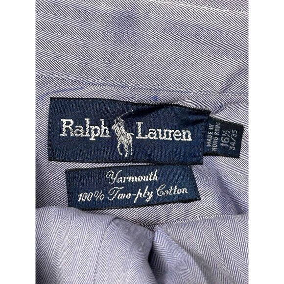 Ralph Lauren Yarmouth Oxford Blue Purple Cotton Long Sleeve Shirt 16 1/2 34/35 - Picture 3 of 4